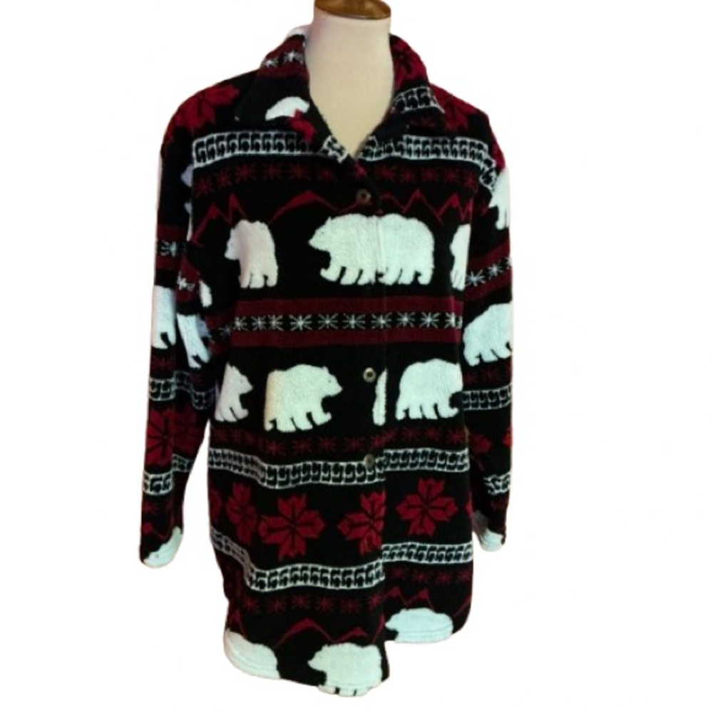Vtg 90s polar bear fleece jacket